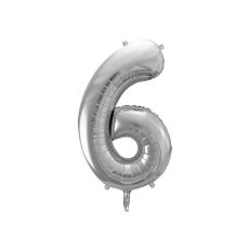 Fóliový balónek číslo 6 - stříbrný, 86 cm