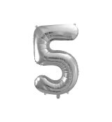Fóliový balónek číslo 5 - stříbrný, 86 cm