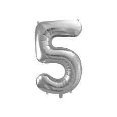 Fóliový balónek číslo 5 - stříbrný, 86 cm