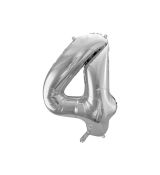 Fóliový balónek číslo 4 - stříbrný, 86 cm