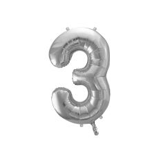 Fóliový balónek číslo 3 - stříbrný, 86 cm