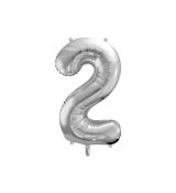 Fóliový balónek číslo 2 - stříbrný, 86 cm