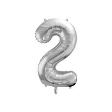 Fóliový balónek číslo 2 - stříbrný, 86 cm