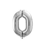 Fóliový balónek číslo 0 - stříbrný, 86 cm