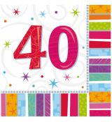 Happy Birthday ubrousky 40.narozeniny, 16 ks,  33 cm x 33 cm