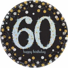 Talířky 60.narozeniny, černé barvy
