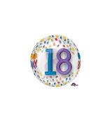 18.narozeniny foliový balonek, průsvitný, 38 x 40 cm