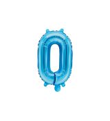 Fóliový balónek číslo 0 - modrý, 35 cm