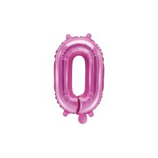 Fóliový balónek číslo 0 - růžový, 35 cm
