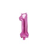 Fóliový balónek číslo 1 - růžový, 35 cm