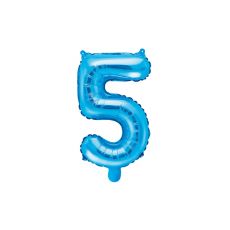 Fóliový balónek číslo 5 - modrý, 35 cm