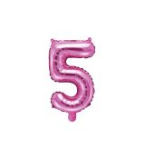 Fóliový balónek číslo 5 - růžový, 35 cm