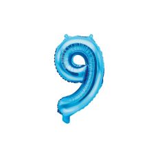 Fóliový balónek číslo 9 - modrý, 35 cm
