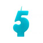 Svíčka na dort "5" tyrkysová