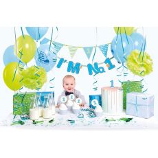 Párty dekorační set 1.narozeniny, chlapeček, modrý - 42 kusů