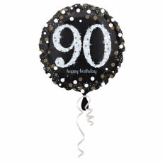Fóliový balonek č. 90 - černý, kulatý,  43 cm