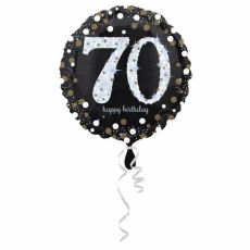 Fóliový balonek č. 70 - černý, kulatý,  43 cm