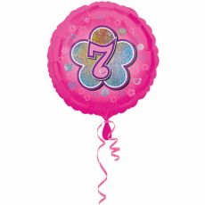 Fóliový balonek č. 7 - růžový, kulatý, 43 cm