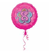 Fóliový balonek č. 8 - růžový, kulatý, 43 cm