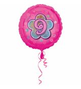 Fóliový balonek č. 9 - růžový, kulatý, 43 cm