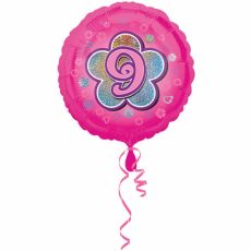 Fóliový balonek č. 9 - růžový, kulatý, 43 cm