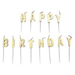 Narozeninové svíčky Happy Birthday zlaté