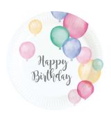 Balónkové happy birthday talířky 8 ks, 18 cm