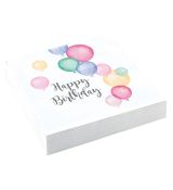 Balónkové happy birthday ubrousky 20 ks,  33 cm x 33 cm