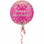 Fóliový balónek růžový Happy Birthday, 43 cm
