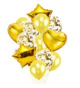 Balónkový set zlaté konfety, 14 ks