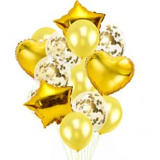 Balónkový set zlaté konfety, 14 ks