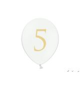 Balónek bílý se zlatým č. 5