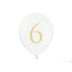 Balónek bílý se zlatým č. 6