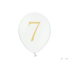 Balónek bílý se zlatým č. 7