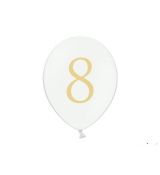 Balónek bílý se zlatým č. 8