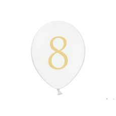 Balónek bílý se zlatým č. 8