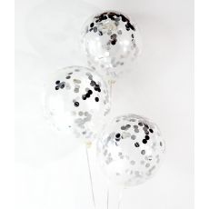 Balónek Stříbrné Konfety, 6 ks, 30 cm