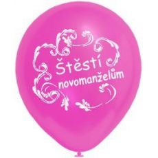 Balónek Novomanželé, perleťový růžový, 28 cm, 5 ks