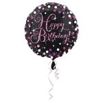 FB černo-růžový Happy Birthday, 43 cm
