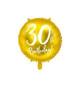 Fóliový balonek č. 30 -  metalický zlatý, kulatý, 45 cm