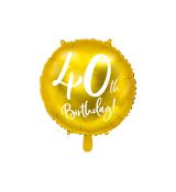 Fóliový balonek č. 40 -  metalický zlatý, kulatý, 45 cm