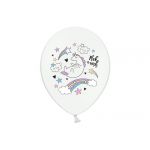 Balonky Jednorožec - bílé barvy, 30 cm, 6 ks
