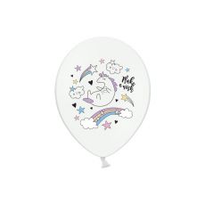 Balonky Jednorožec - bílé barvy, 30 cm, 6 ks