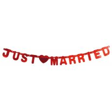 Girlanda JUST MARRIED, červená,  1,5 m
