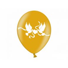Balónek Holubice, metalický zlatý, 30 cm, 5 ks