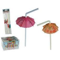 Slámky s deštníčkem, 24 cm, 8 ks