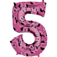 Fóliový balónek číslo 5 Minnie Forever, 66 cm