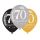 Balónek číslo 70 - zlatá, stříbrná a černá, 6 ks, 28 cm
