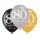 Balónek číslo 80 - zlatá, stříbrná a černá, 6 ks, 28 cm