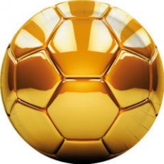 Fotbal talířky zlaté 8 ks, 23 cm
